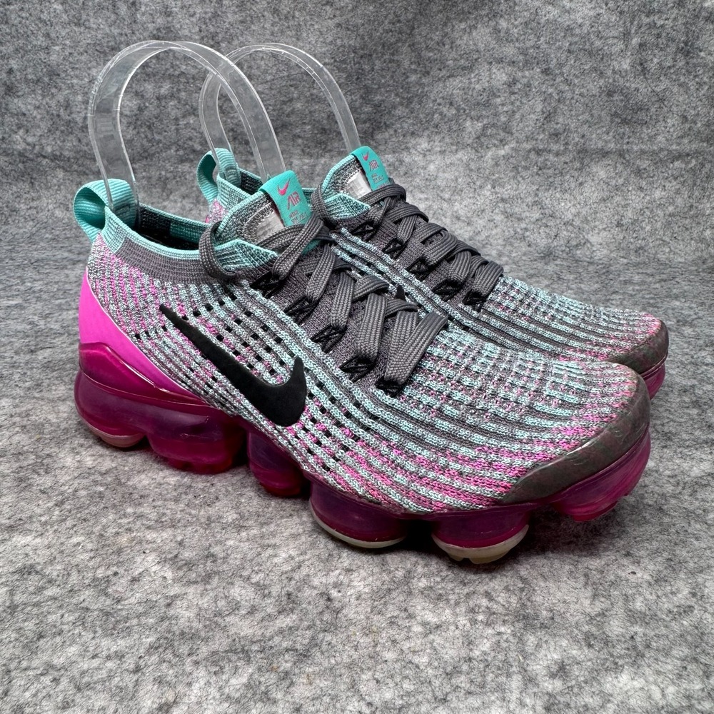 Nike Air Vapormax Flyknit 3 Gunsmoke Grey Black Fuchsia Shoes Womens Sz 6